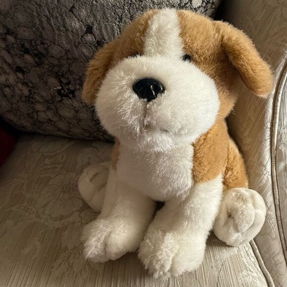 Vintage Plush Dog Dan Dee Collectors Choice White Tan Puppy Stuffed Animal - Picture 1 of 4